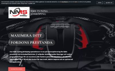 Top of the website for NMS Tuning Jönköping