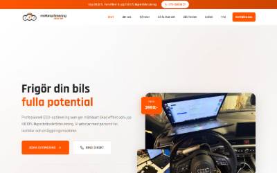 Top of the website for Motoroptimering Norr
