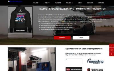 Top of the website for INTENSE Motorsport AB
