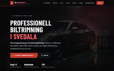 Top of the website for DD performance.se