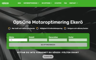 Website preview for OptiOne Motoroptimering Ekerö