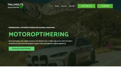 Website preview for Tallhults Biloptimering