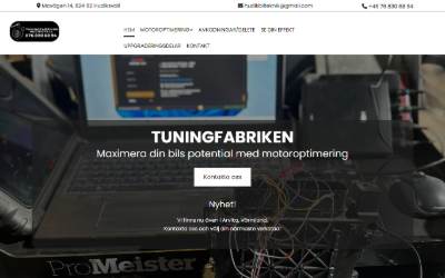 Top of the website for Tuningfabriken Hudiksvall