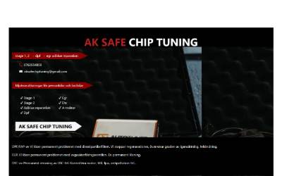 Top of the website for AK Safe Chip Tuning Göteborg Motoroptimering