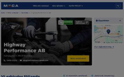 Top of the website for MECA Highway Performance