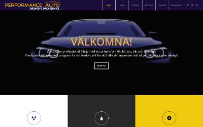 Top of the website for Performance Auto