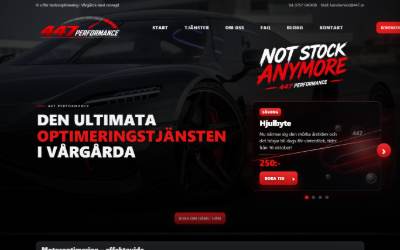 Top of the website for 447 Performance AB
