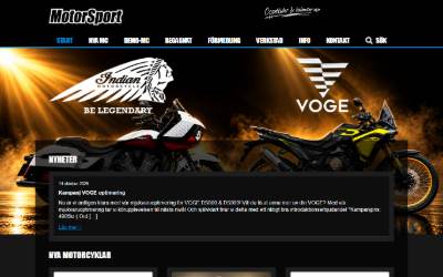 Top of the website for Motorsport