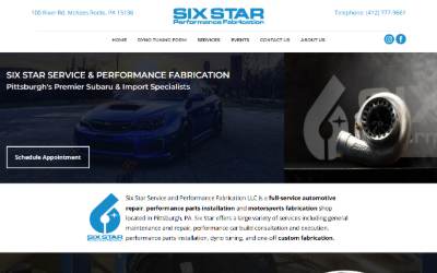 Website preview for Six Star Service & Performance Fabrication