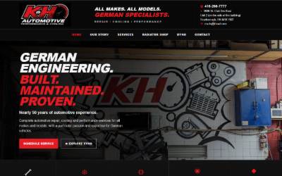 Top of the website for K&H Radiators