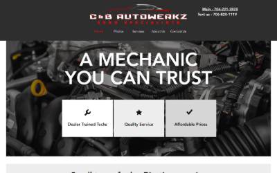Top of the website for C&B Autowerkz