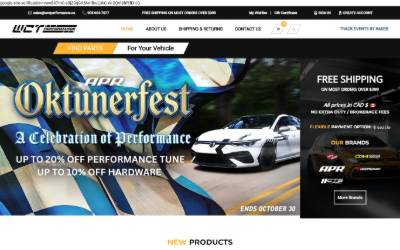 Top of the website for WCT PERFORMANCE