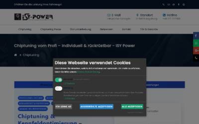 Top of the website for ISY Power