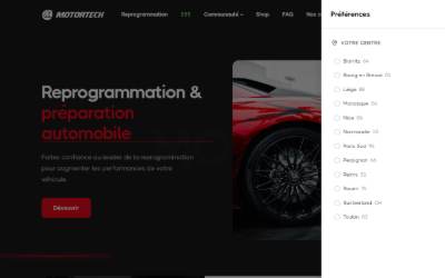Top of the website for Motortech Toulon