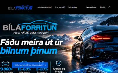 Top of the website for Bílaforritun