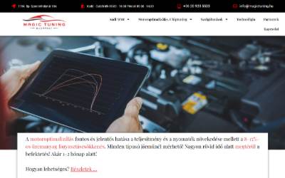 Top of the website for Magic Tuning Budapest
