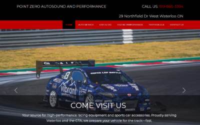 Website preview for Point Zero Auto Sound, AutoService & Performance