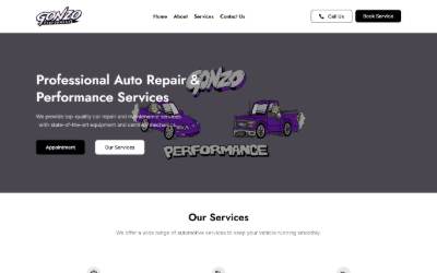 Website preview for Gonzo Performance