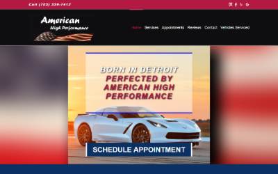 Website preview for American High Performance