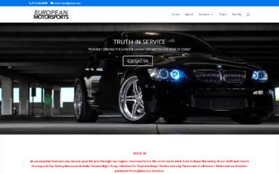 Website preview for European Motorsports