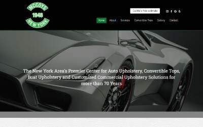 Website preview for McCoys Upholstery