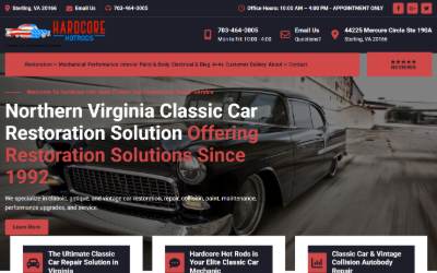 Website preview for Hardcore Hot Rods