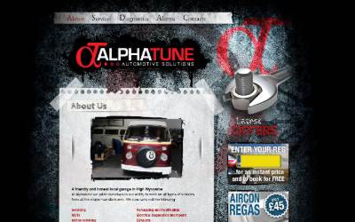 Top of the website for Alphatune