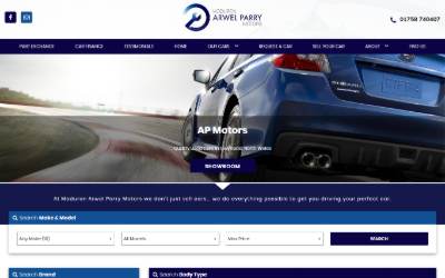 Website preview for Moduron Arwel Parry Motors