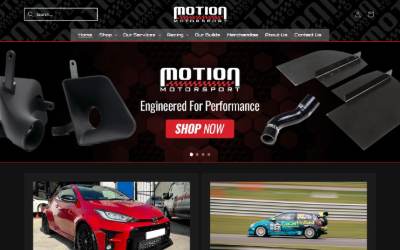 Top of the website for Motion Motorsport