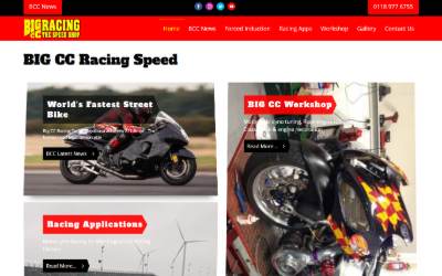 Top of the website for Big CC Racing