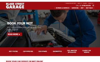 Top of the website for Blake Street Garage