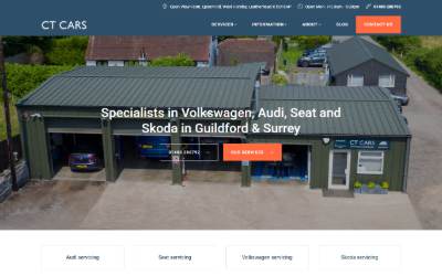 Top of the website for CT Cars Ltd