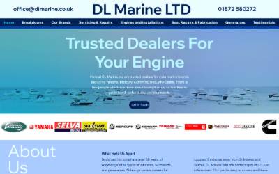 Top of the website for D L Marine Ltd