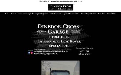 Top of the website for Dinedor Cross Garage Ltd