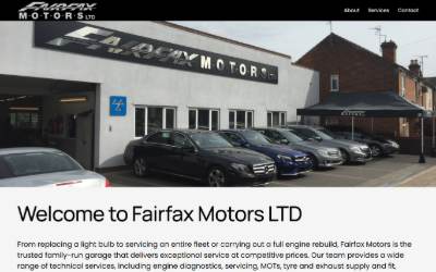 Top of the website for Fairfax Motors Ltd
