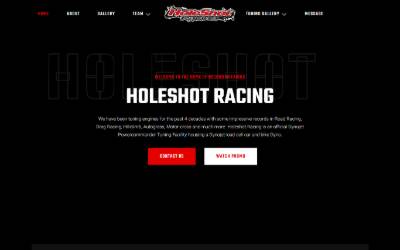 Top of the website for Holeshot Racing