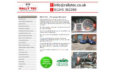 Top of the website for Rally Tec