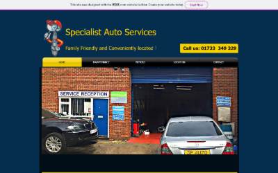 Top of the website for Specialist Auto Services
