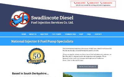 Top of the website for Swadlincote Diesel Fuel Injection Services Co Ltd