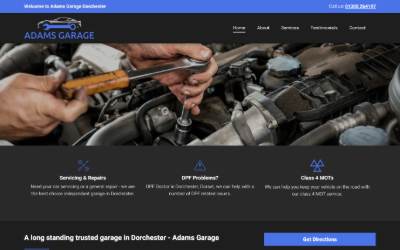 Website preview for Adams Garage