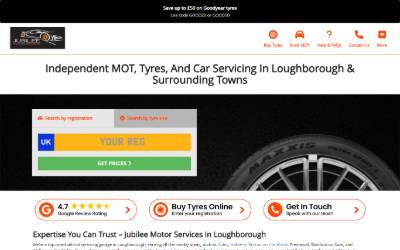 Website preview for Jubilee Motor Services