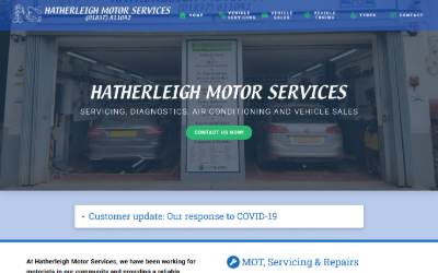 Top of the website for Hatherleigh Motor Services Ltd.