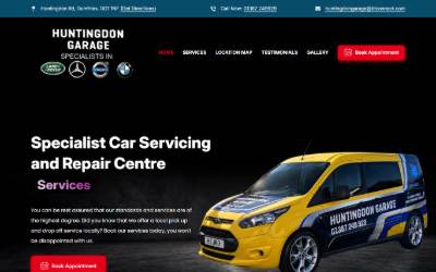 Website preview for Huntingdon Garage