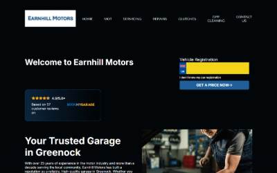 Website preview for Earnhill Motors