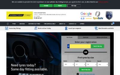 Top of the website for JG tyre services