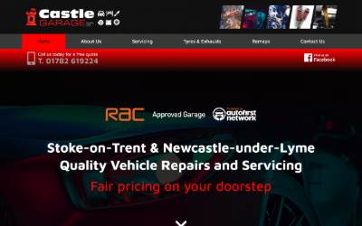 Website preview for Castle Garage Staffs Ltd