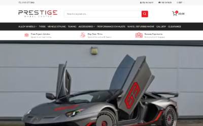 Website preview for Prestige Wheel Centre