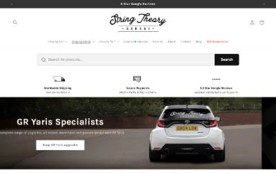 Website preview for String Theory Garage
