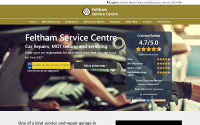 Website preview for Feltham Service Centre