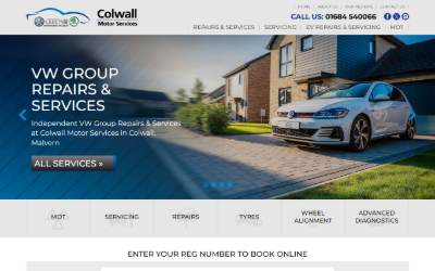 Website preview for Colwall Motor Services
